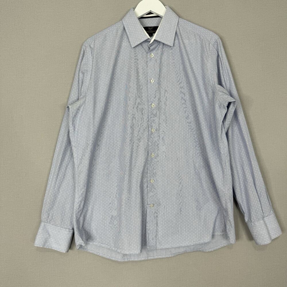 Versace 19-69 Abbigliamento Sportivo Srl Mens Dress Shirt Large Blue Polka Dot